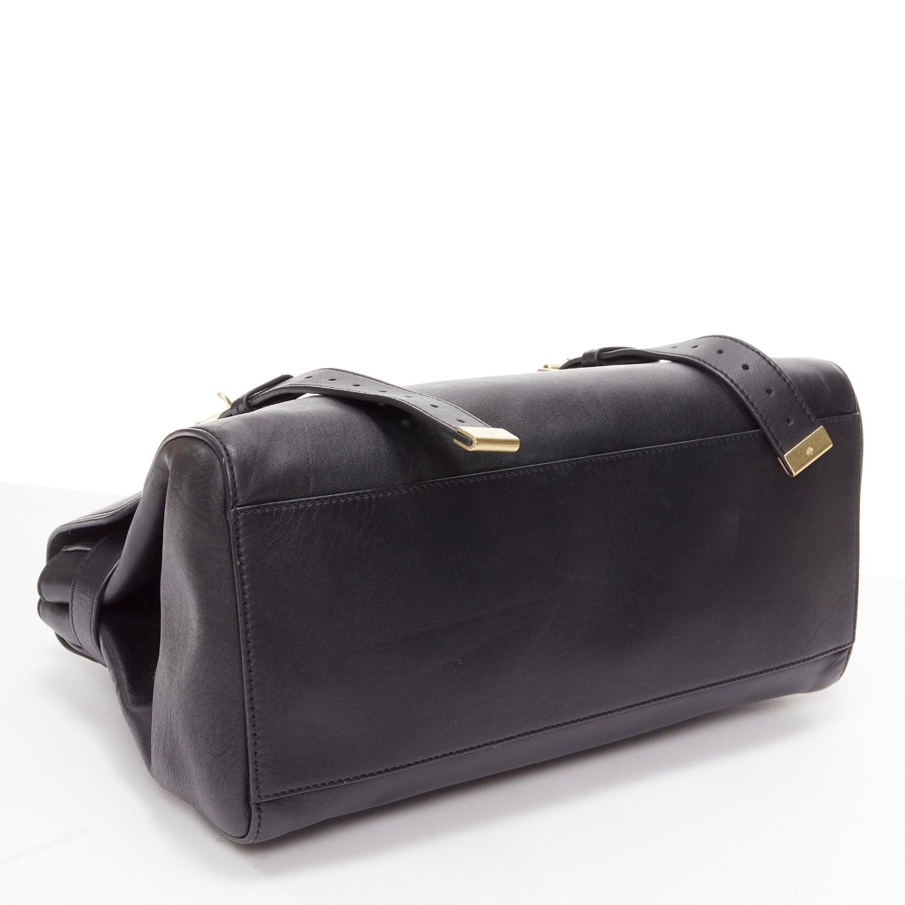 MULBERRY Alexa black calfskin gold vintage buckle straps satchel crossbody bag For Sale 3