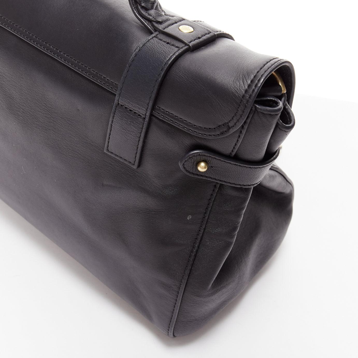 MULBERRY Alexa black calfskin gold vintage buckle straps satchel crossbody bag 3
