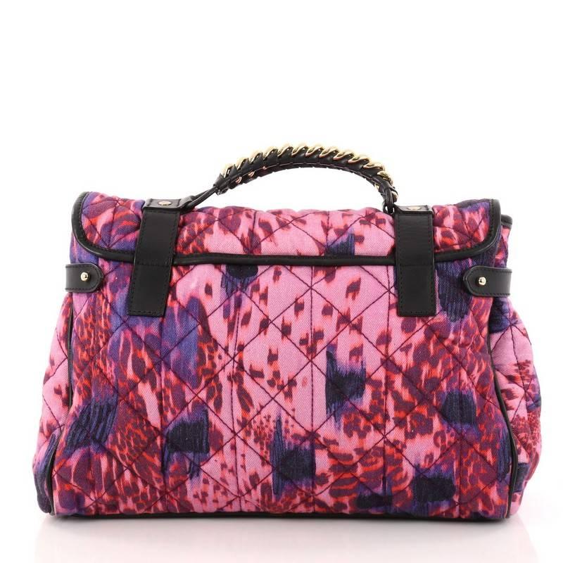 Black Mulberry Alexa Satchel Quilted Printed Denim Medium
