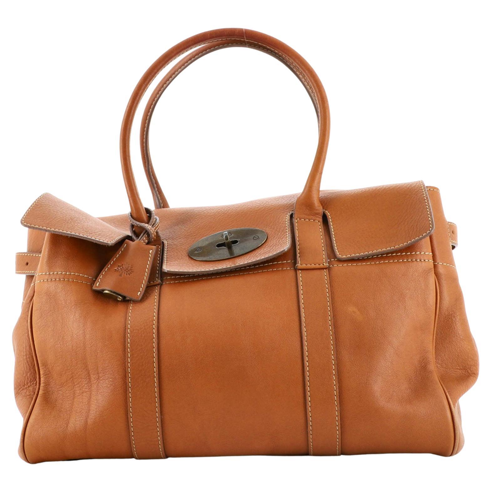 Vintage Mulberry croc embossed brown leather Kelly bag. Designed by