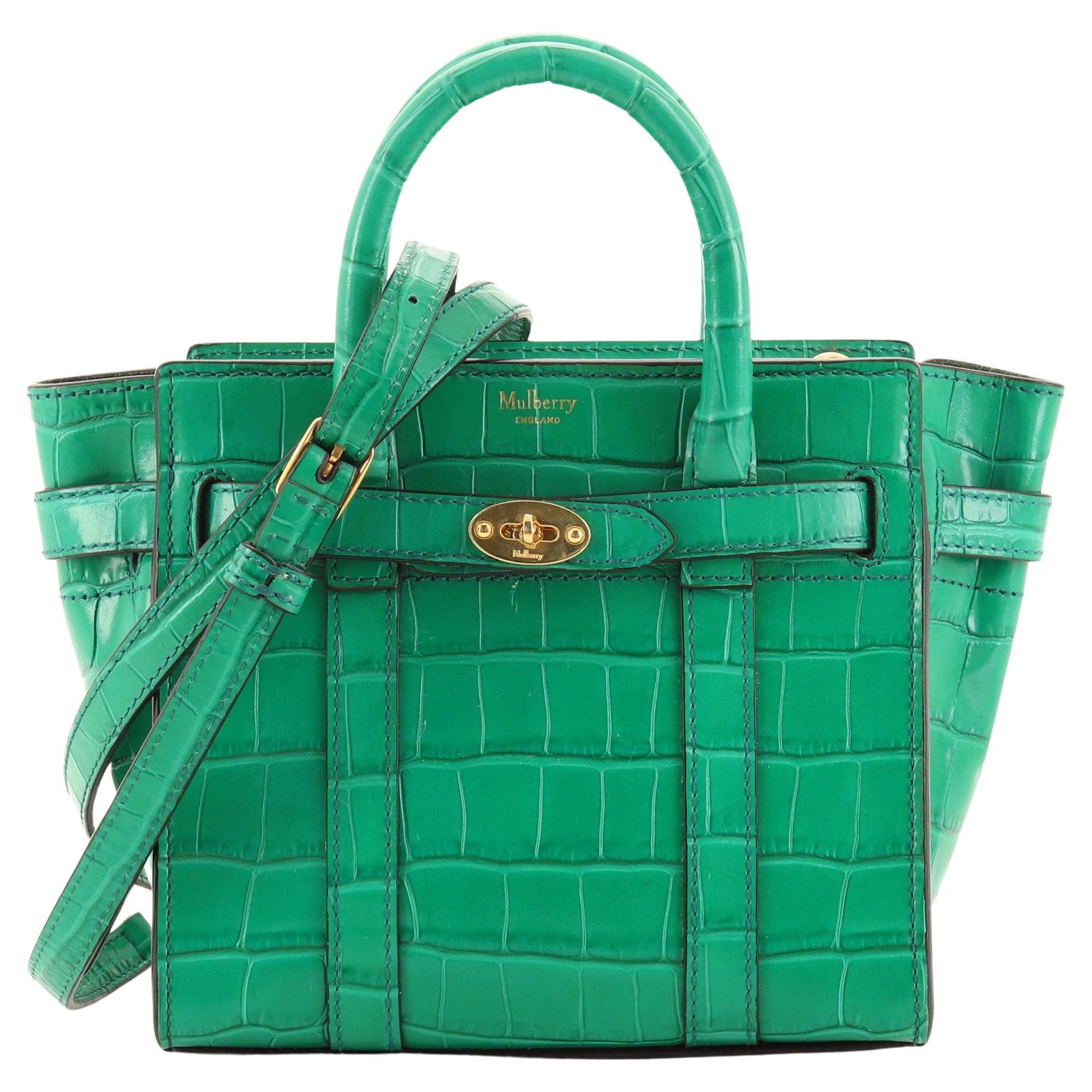 Mulberry Bayswater Zipped Tote Crocodile Embossed Leather Micro