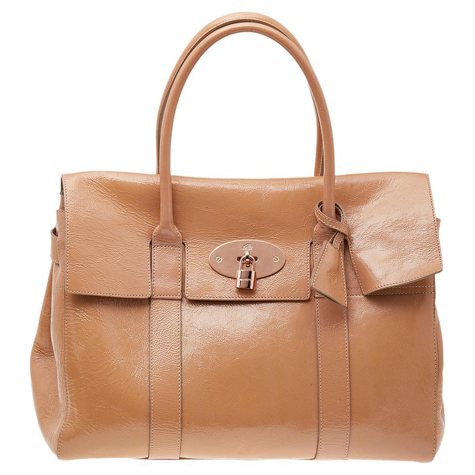 Mulberry Beige Crinkle Leather Bayswater Satchel