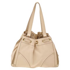 Mulberry Beige Leder Umhängetasche mit Kordelzug