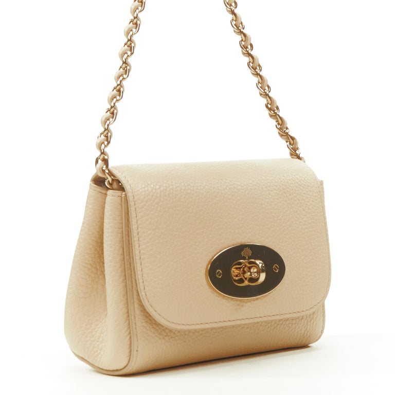 Trend Medium Hammered Leather Flap Bag - Light Beige