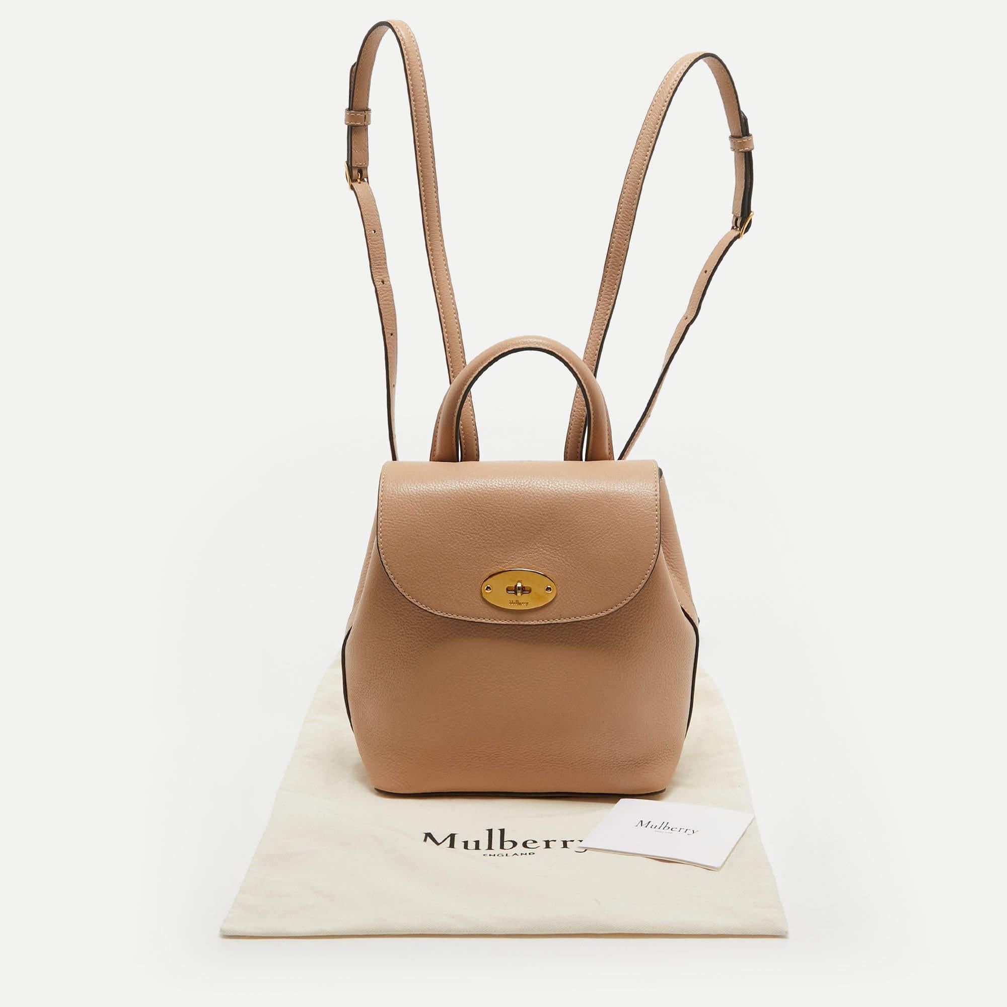 Mulberry Beige Leather Mini Bayswater Backpack For Sale 5