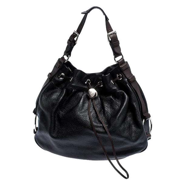 Mulberry Black/Brown Pebbled Leather Drawstring Hobo at 1stDibs | coach ...