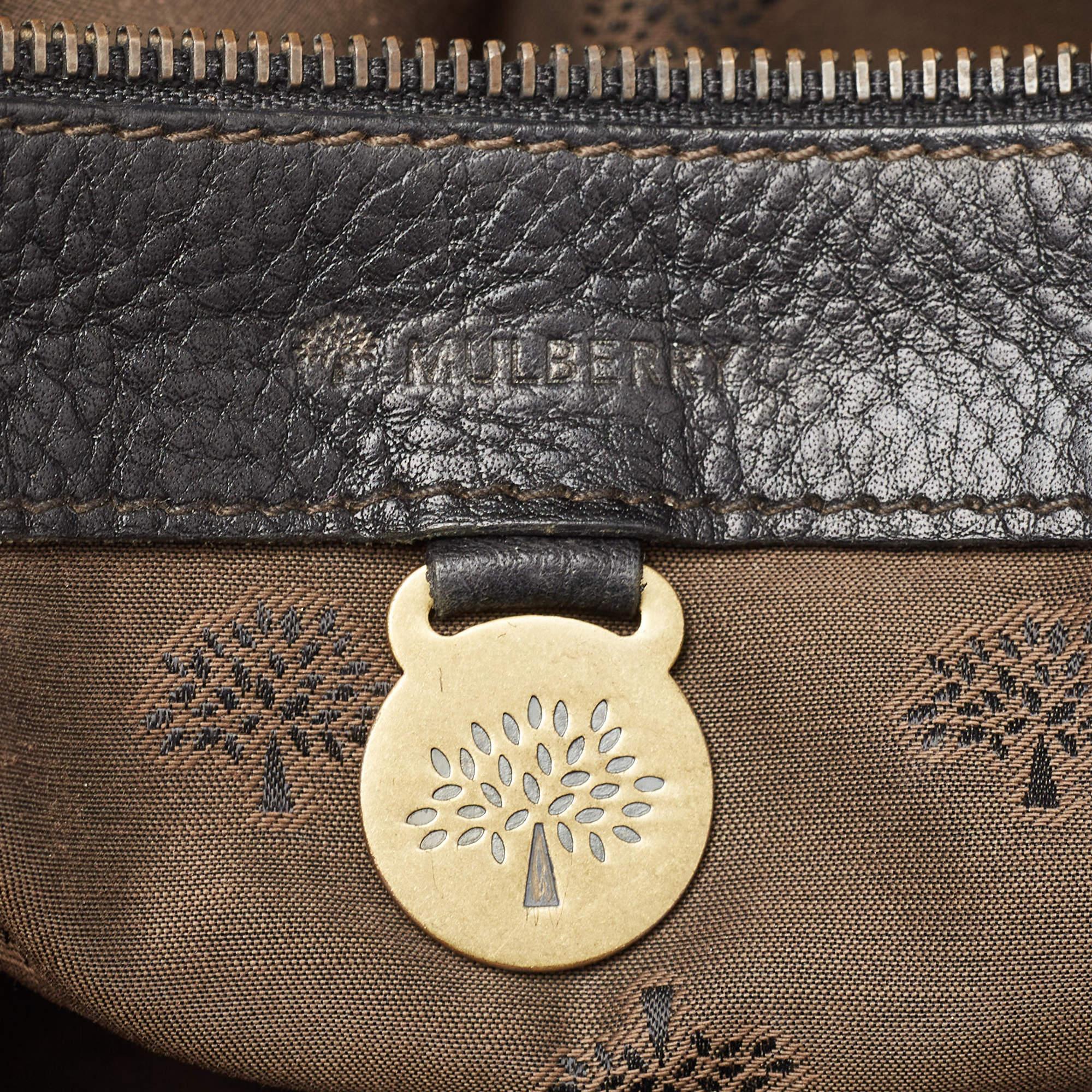 Mulberry Black Croc Embossed Leather Bayswater Satchel 9