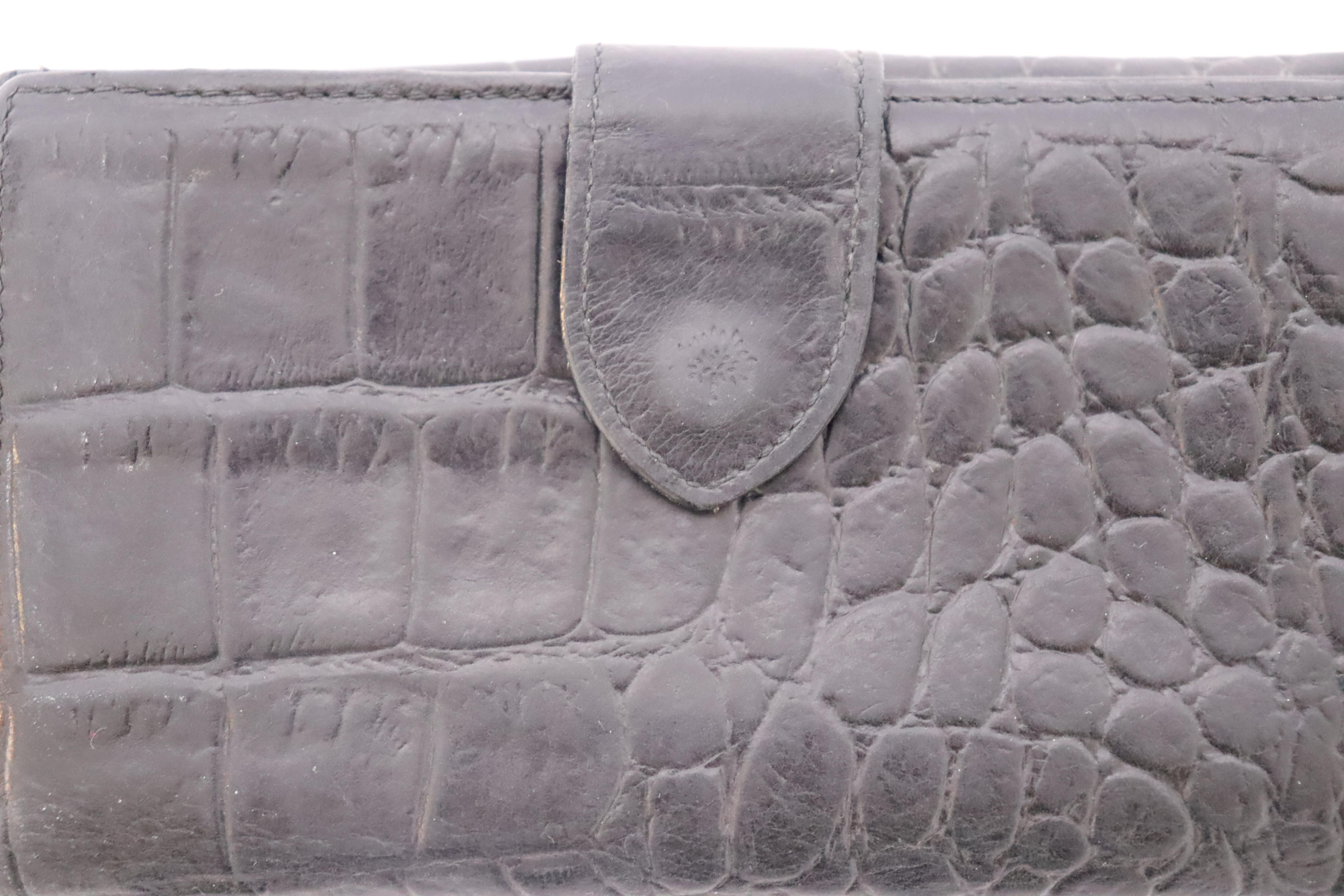 Mulberry Black Croc Print Leather Wallet. For Sale 1