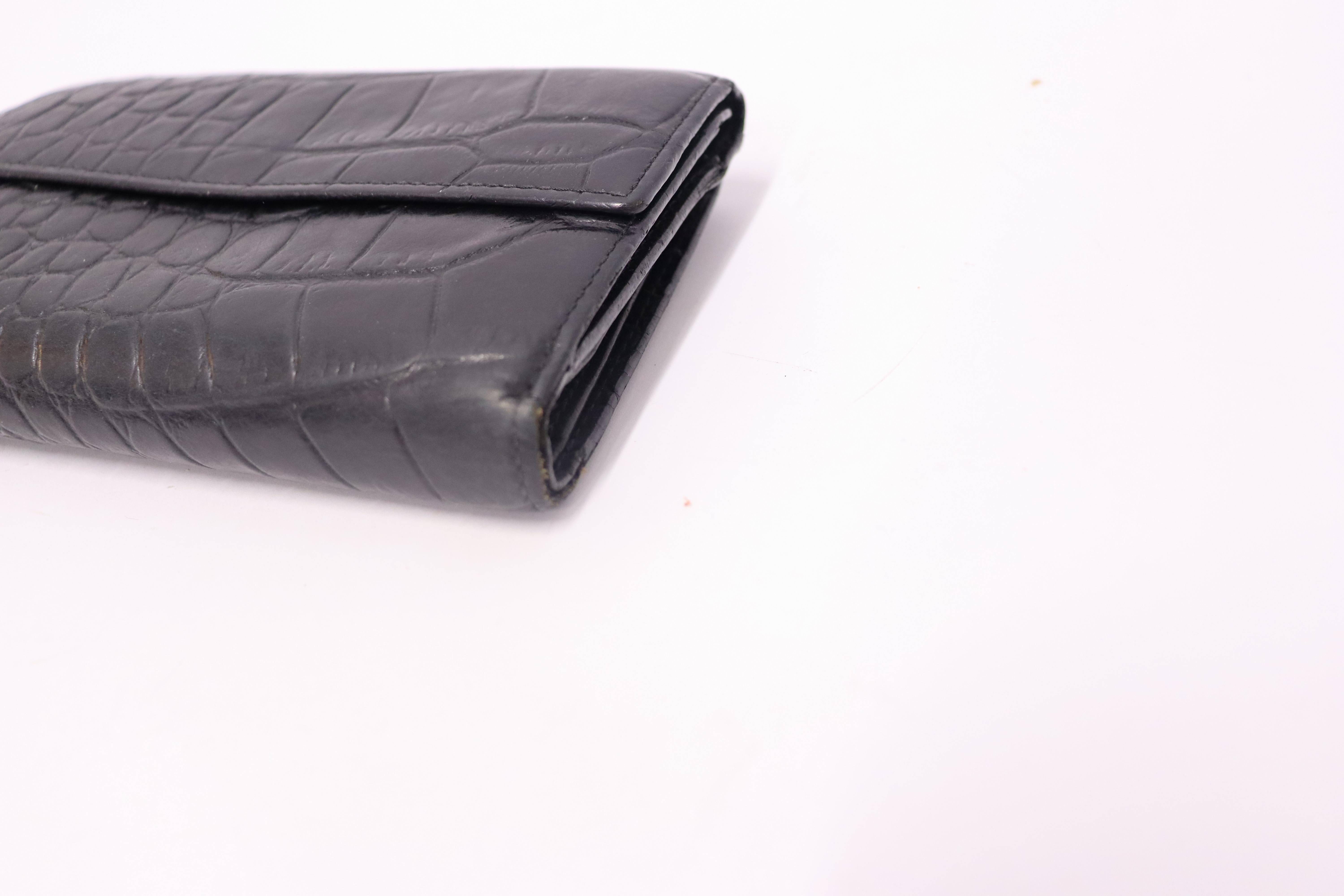 Mulberry Black Croc Print Leather Wallet. For Sale 4