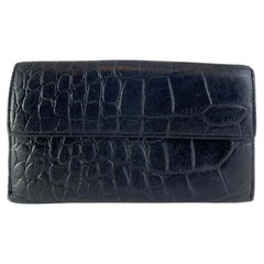 Mulberry Black Croc Print Leather Wallet.