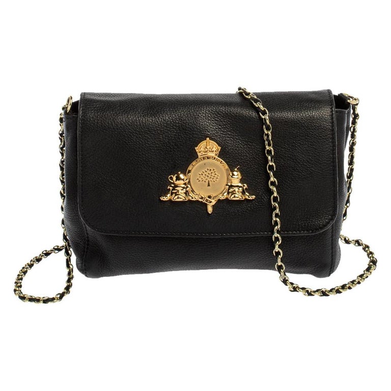 Mulberry Black Leather Chain Crossbody Bag at 1stDibs