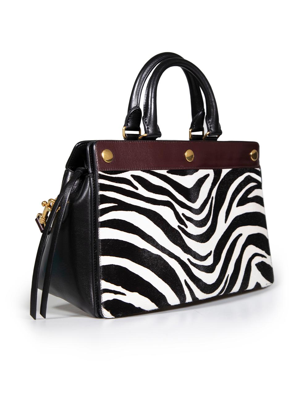 CONDITION is Never worn, with tags. No visible wear to bag is evident on this new Mulberry designer resale item. This bag comes with original dust bag.
 
 Details
 Model: Chester
 Black
 Leather
 Medium handbag
 Zebra print ponyhair front panel
