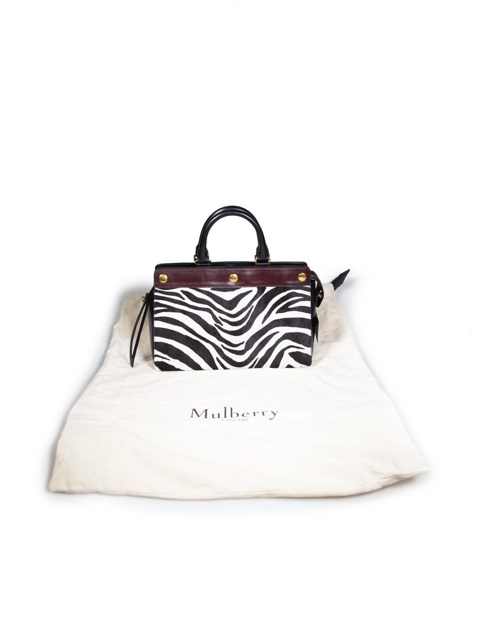 Mulberry Black Leather Chester Zebra Print Ponyhair Grab Bag For Sale 2