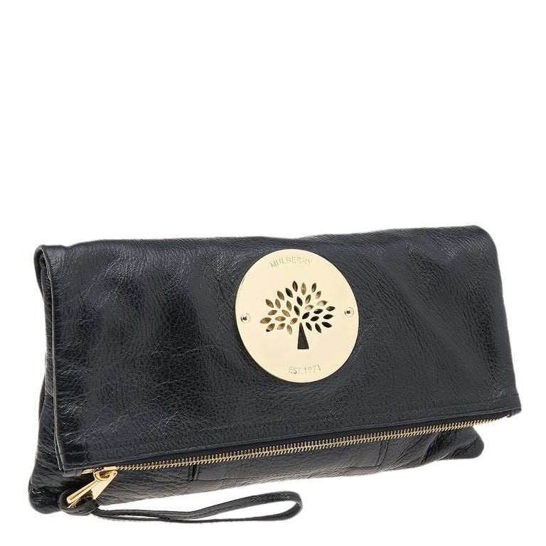 Mulberry, Bags, Mulberry Black Leather Clemmi Clutch
