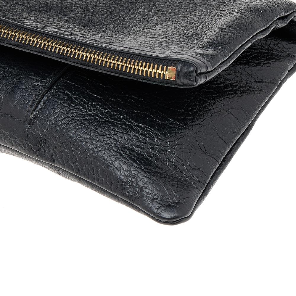 Mulberry Black Leather Daria Fold Over Clutch 2