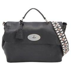 Mulberry Black Leather Flap Top Handle Bag