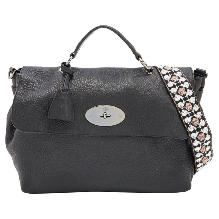 Mulberry Black Leather Flap Top Handle Bag For Sale at 1stDibs