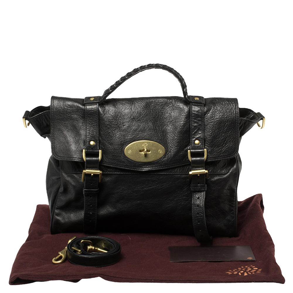 Mulberry Black Leather Oversized Alexa Satchel 4