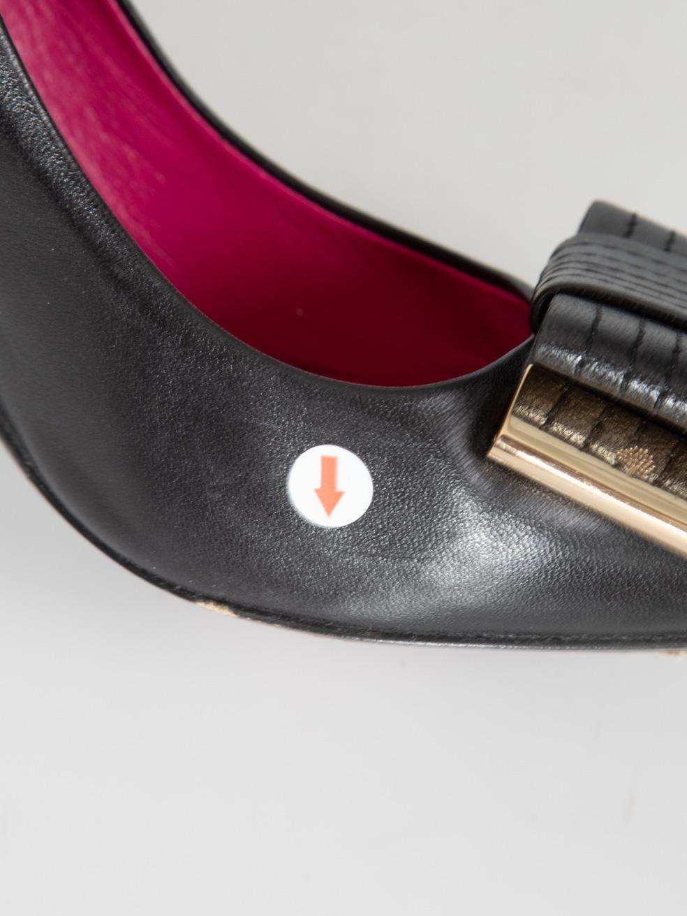 Mulberry Escarpins en cuir noir avec nœud Taille IT 39.5 en vente 2