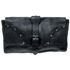 Mulberry Black Leather Push Lock Clutch