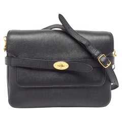 Used Mulberry Black Leather Small Belted Bayswater Shoulder Bag