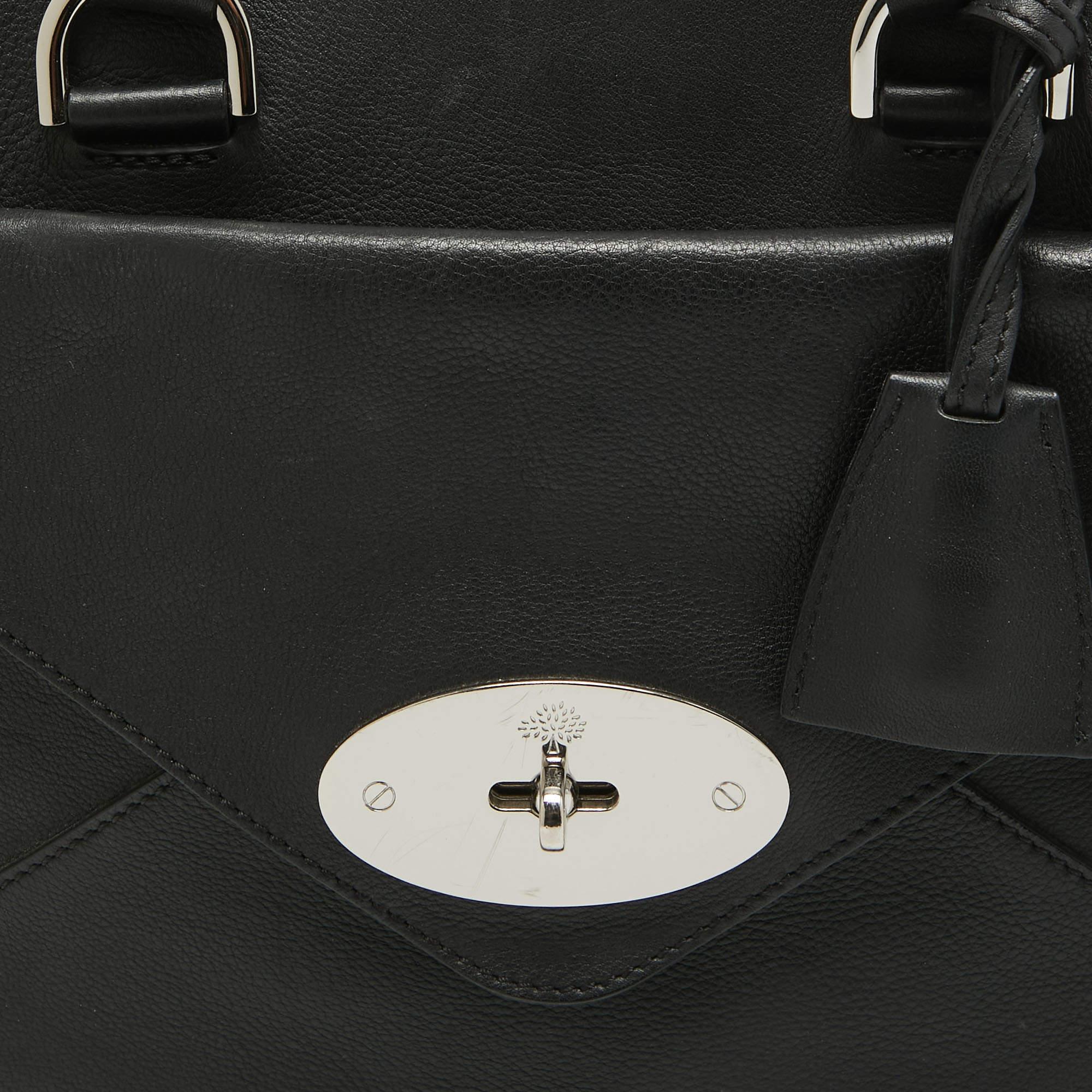 Mulberry Black Leather Small Willow Tote For Sale 2