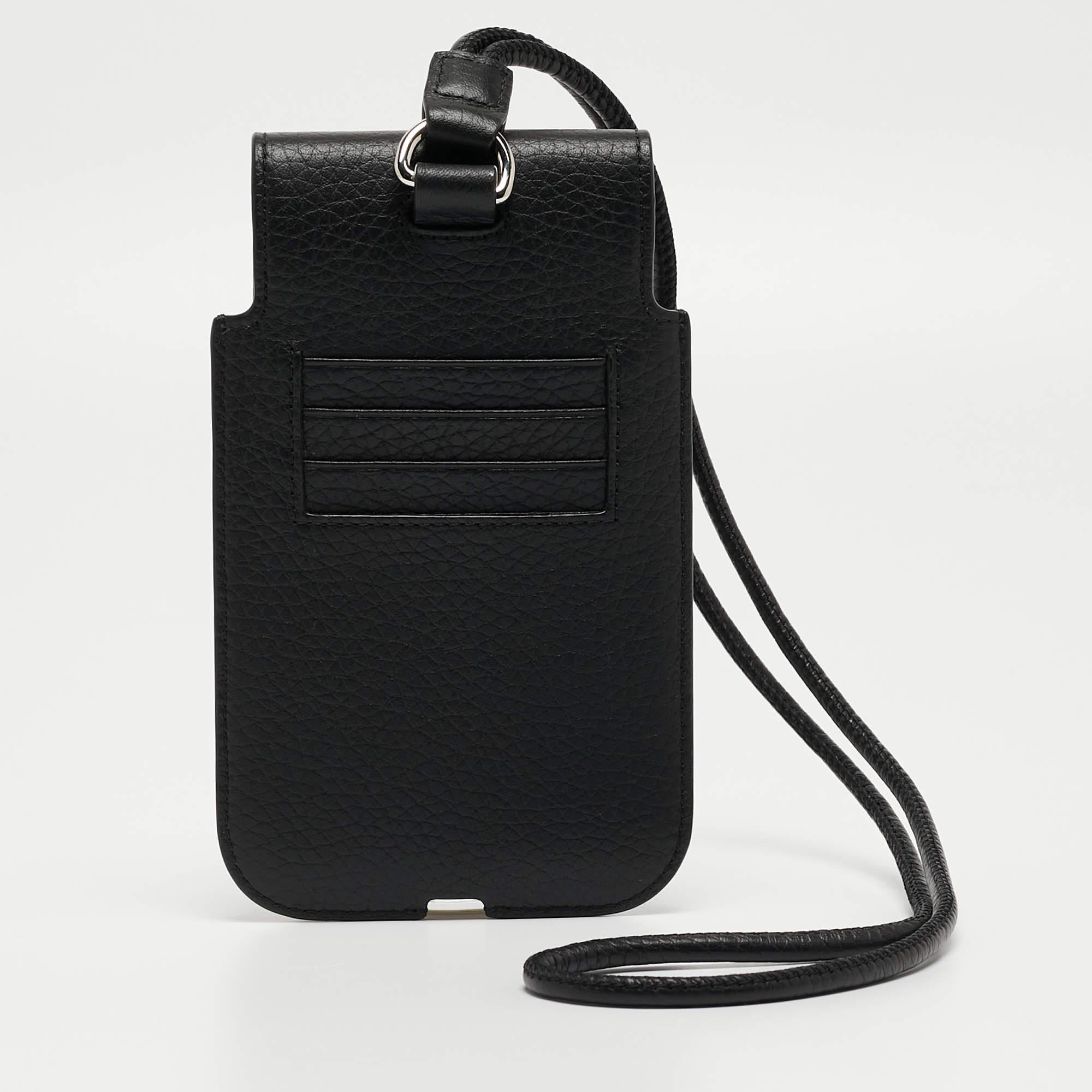 Women's Mulberry Black Leather Strap Phone Case For Sale