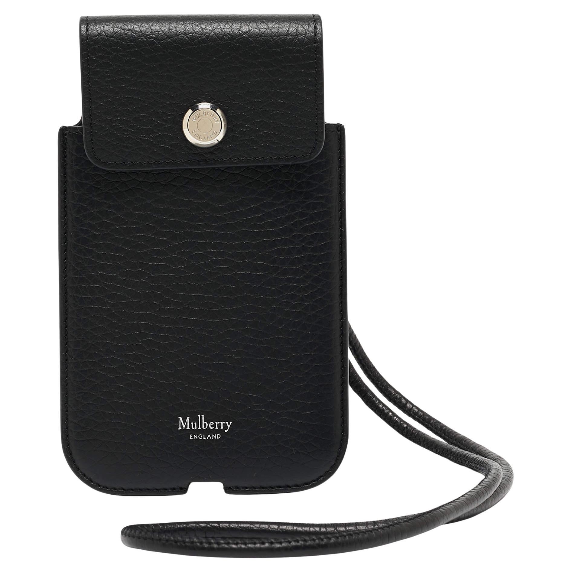 Mulberry Black Leather Strap Phone Case For Sale