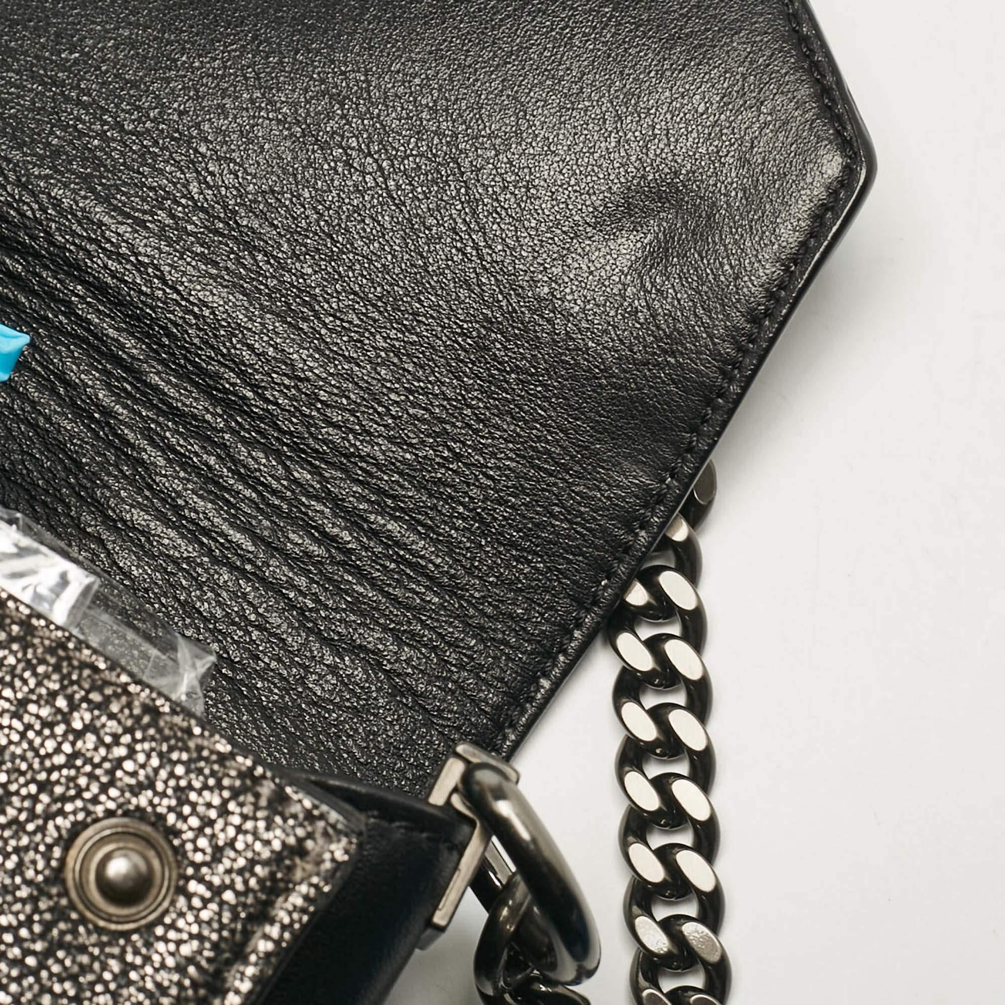 Mulberry Black/Metallic Leather Delphie Duo Chain Shoulder Bag 3