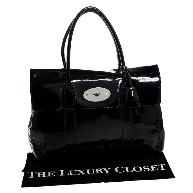 Mulberry Black Patent Leather Bayswater Satchel 8