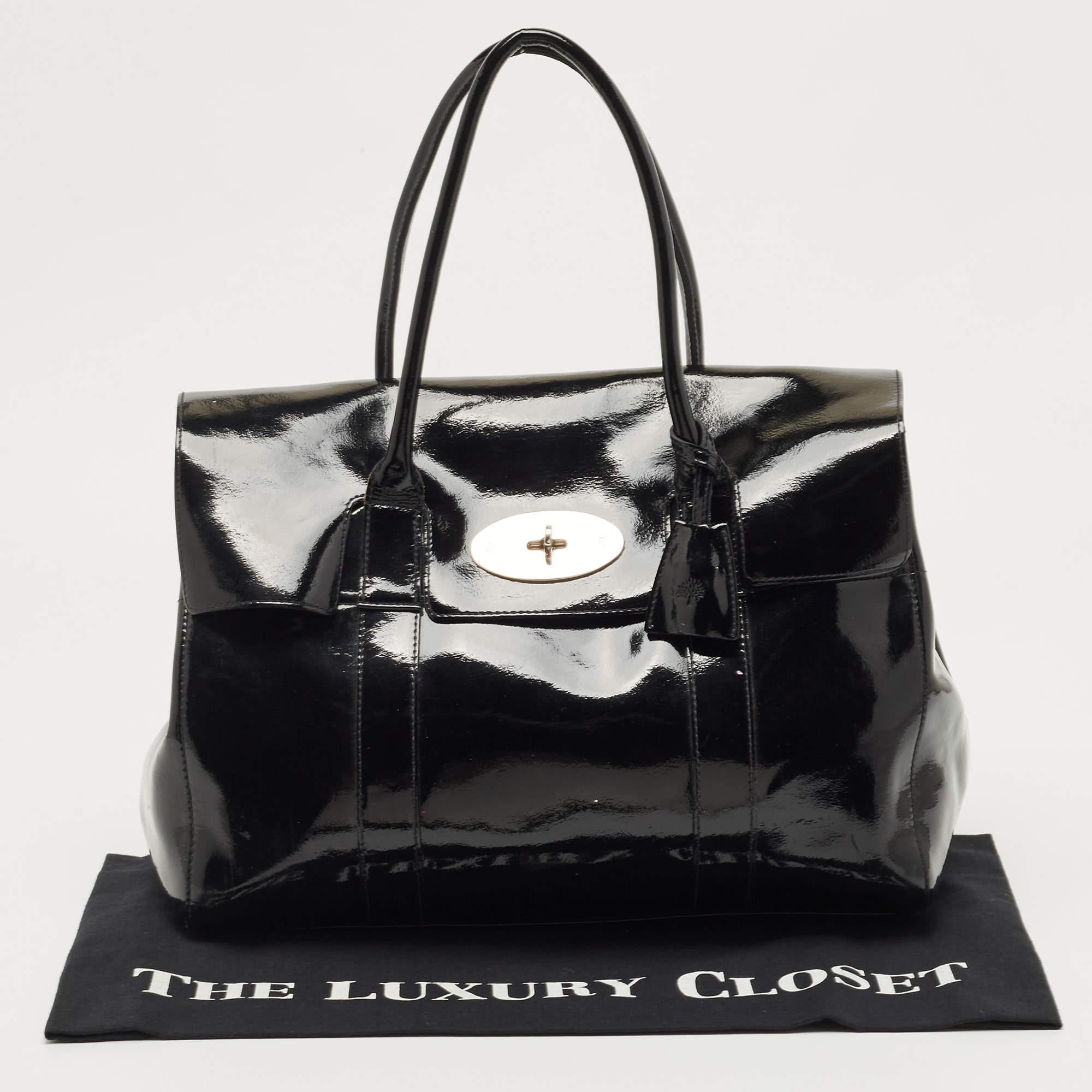Mulberry Black Patent Leather Bayswater Satchel 9