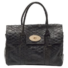 Mulberry - Sacoche Bayswater en cuir embossé python noir