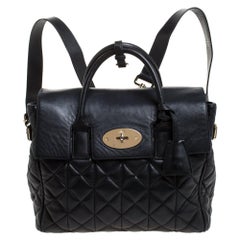 Mulberry Schwarze Umhängetasche aus gestepptem Leder Cara Delevingne Convertible