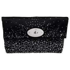 Mulberry Black Satin Embellished Clemmie Foldover Clutch