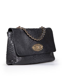 Mulberry Black Snakeskin Leather Lily Shoulder Bag