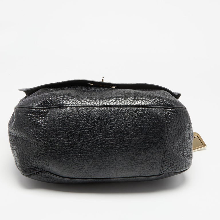 Mulberry Black Textured Leather Postman Lock Hobo For Sale at 1stDibs
