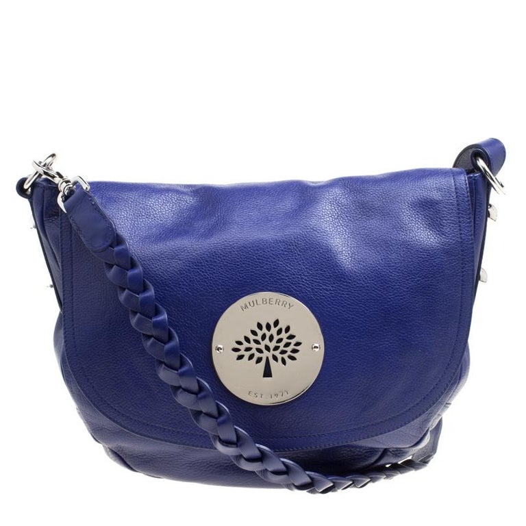 Mulberry Blue Grained Leather Daria Shoulder Bag For Sale at 1stDibs