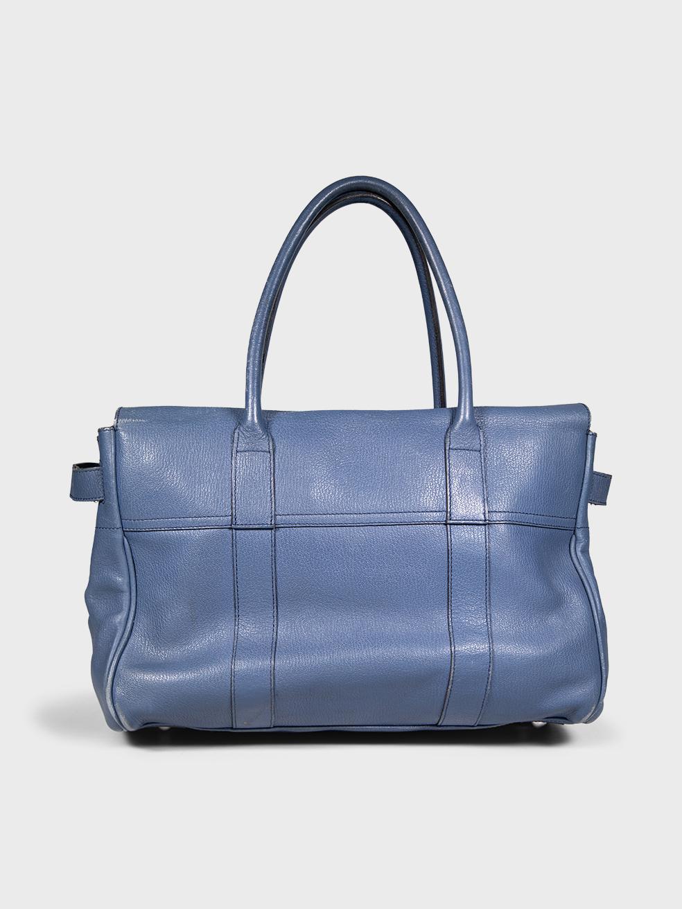 Mulberry Blue Leather Bayswater Handbag In Good Condition For Sale In London, GB