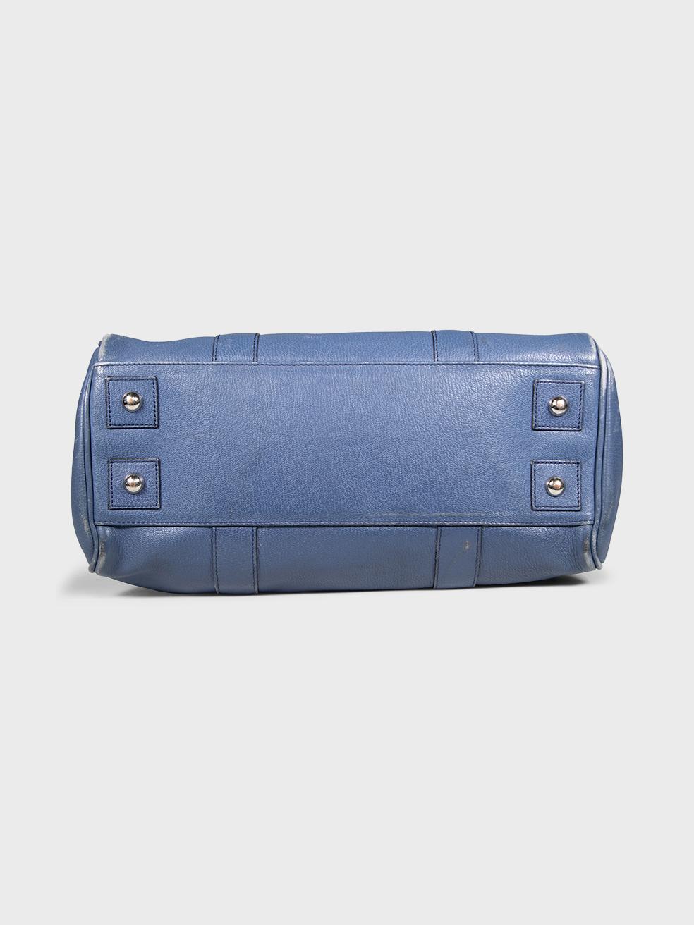 Women's Mulberry Blue Leather Bayswater Handbag For Sale