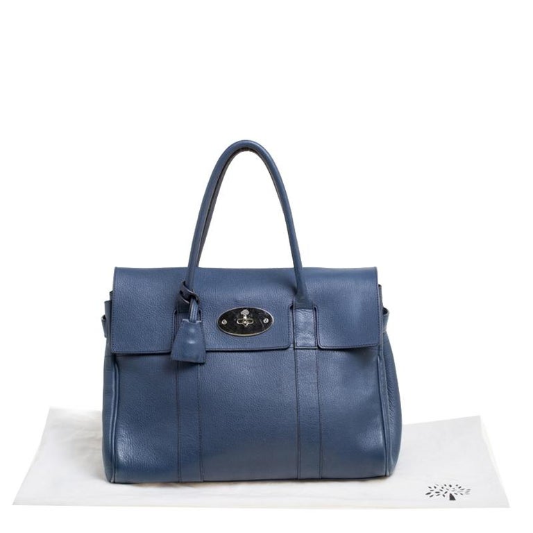 Mulberry Blue Leather Bayswater Satchel For Sale at 1stDibs