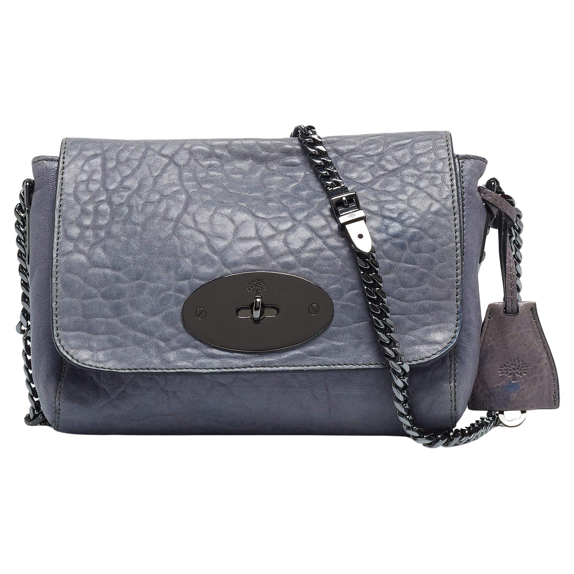 Mulberry Blue Leather Lily Crossbody Bag For Sale