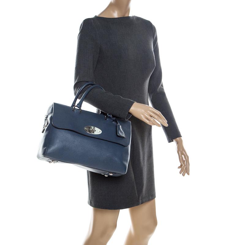 Mulberry Blue Leather Medium Del Rey Satchel In Good Condition In Dubai, Al Qouz 2