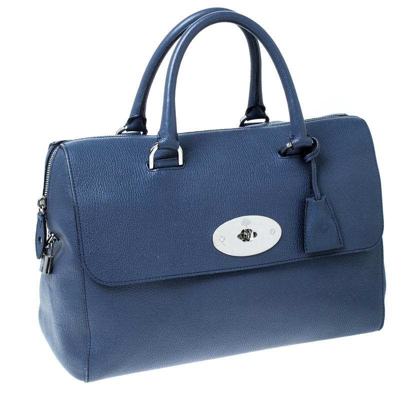 Women's Mulberry Blue Leather Medium Del Rey Satchel
