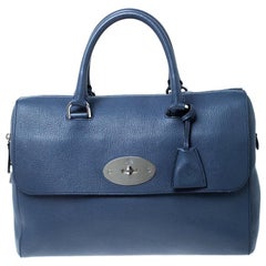 Mulberry Blue Leather Medium Del Rey Satchel