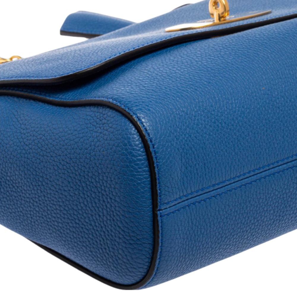 Mulberry Blue Leather Medium Lily Shoulder Bag In Good Condition In Dubai, Al Qouz 2