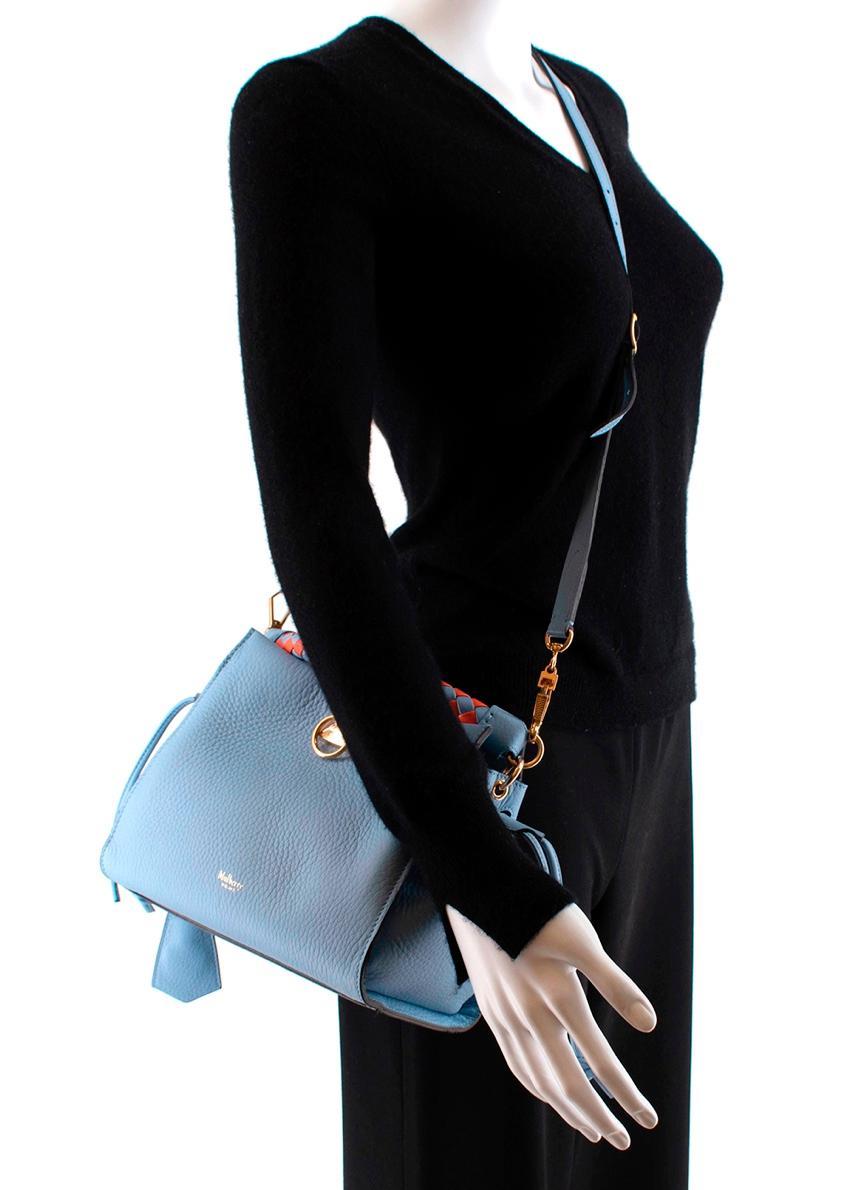 Mulberry Blue Leather Small Iris Bag with Braided Handle - New Season In New Condition In London, GB