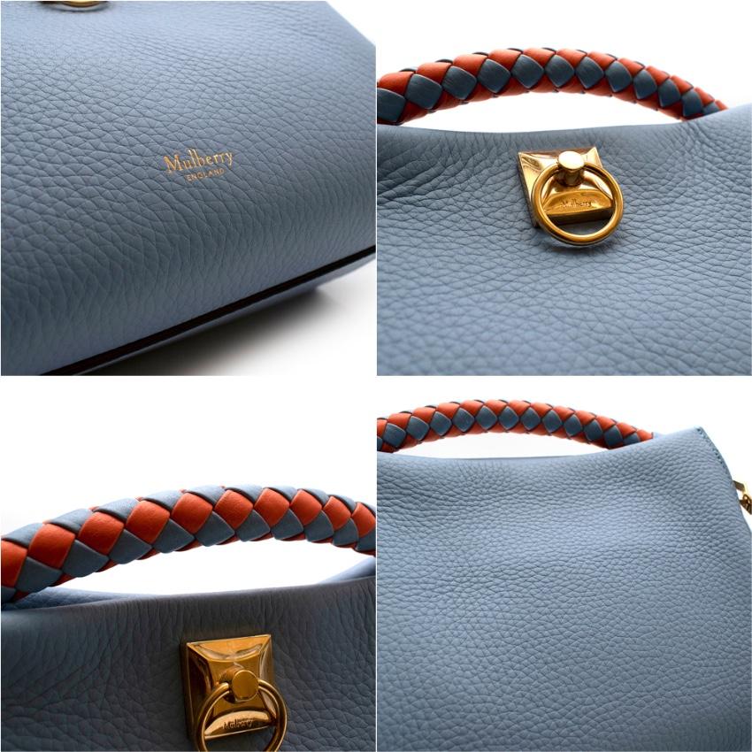 Women's or Men's Mulberry Blue Leather Small Iris Bag with Braided Handle - New Season