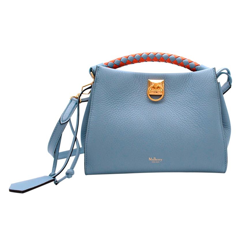 Mulberry Blue Leather Small Iris Bag with Braided Handle - New Season