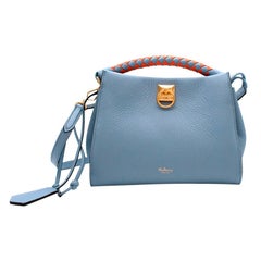 Mulberry Blue Leather Small Iris Bag with Braided Handle - New Season