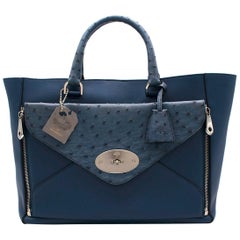 Mulberry Blue Ostrich 
Leather Willow Tote